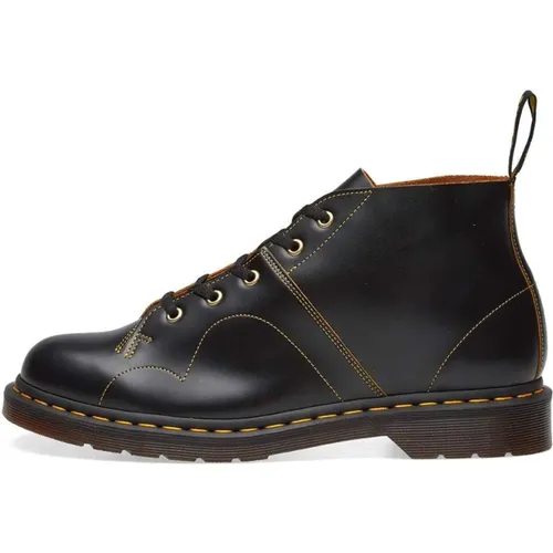 Vintage Schwarze Glattleder Kirchenstiefel , Herren, Größe: 46 EU - Dr. Martens - Modalova