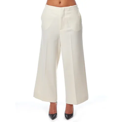 Elegant Cream Wide Leg Pants , female, Sizes: S - Liviana Conti - Modalova