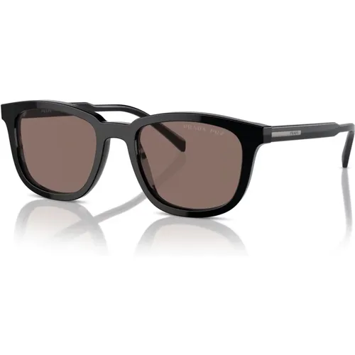 Stylische Sonnenbrille in Schwarz/Braun , Herren, Größe: 53 MM - Prada - Modalova