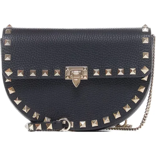 Rockstud Schwarze Leder Mini Tasche - Valentino Garavani - Modalova