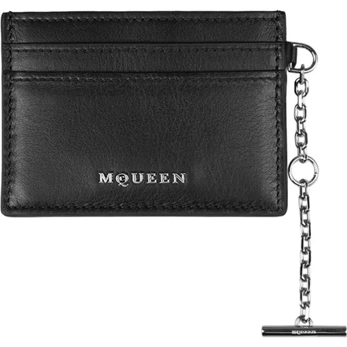 Leather Card Holder with Chain , female, Sizes: ONE SIZE - alexander mcqueen - Modalova