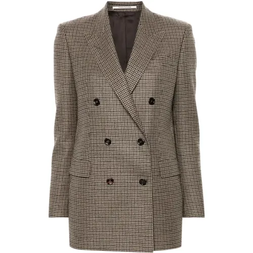 Houndstooth Double-Breasted Jacket , female, Sizes: L, S, XL - Tagliatore - Modalova