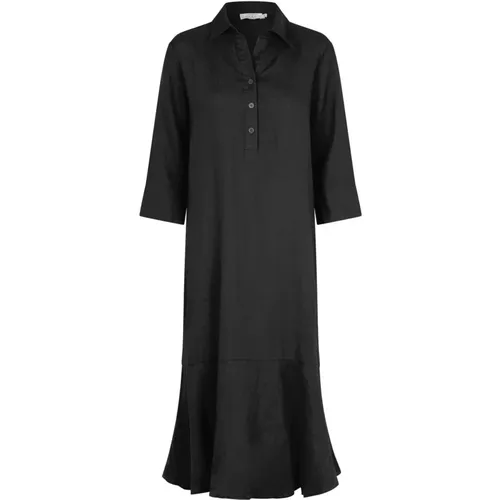 Linen Dress with Shirt Collar , female, Sizes: 2XL, L, S, XL, M - Masai - Modalova