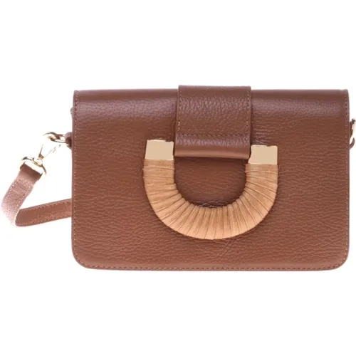 Clutch bag in tan tumbled leather , Damen, Größe: ONE Size - Baldinini - Modalova