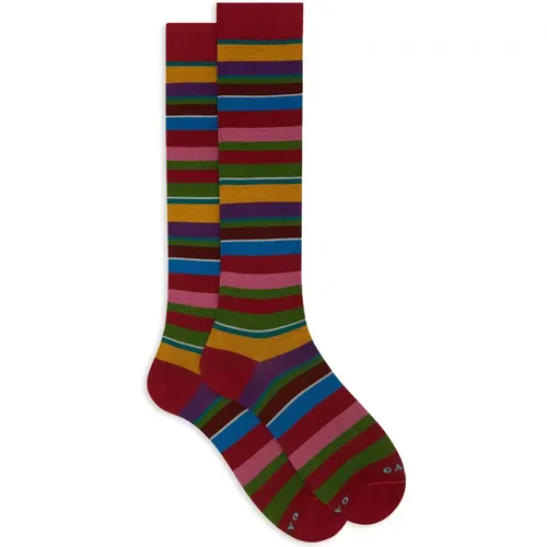 Italienische Gestreifte Lange Socken , Damen, Größe: S - Gallo - Modalova