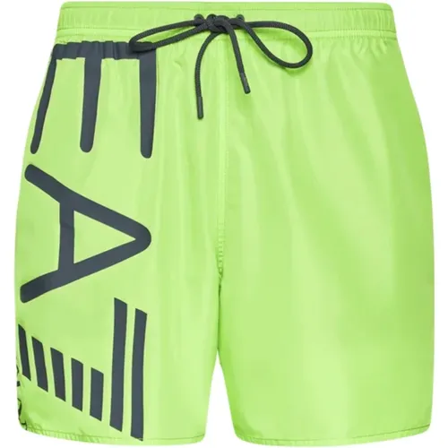 Logo Lime Side Costume Polyester Material , male, Sizes: L - Emporio Armani EA7 - Modalova