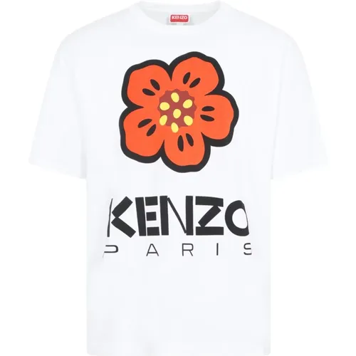 Weiße Blumen T-Shirt , Herren, Größe: M - Kenzo - Modalova