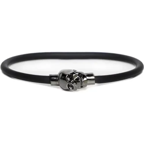 Edgy Skull Logo Rubber Bracelet , male, Sizes: S - alexander mcqueen - Modalova