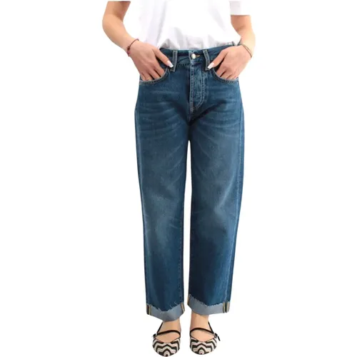 Blaue Jeans mit Logo-Knöpfen , Damen, Größe: W25 - Roy Roger's - Modalova