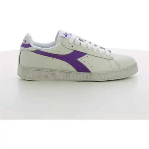 Damen Violette Niedrige Wachs-Sneakers , Damen, Größe: 40 EU - Diadora - Modalova