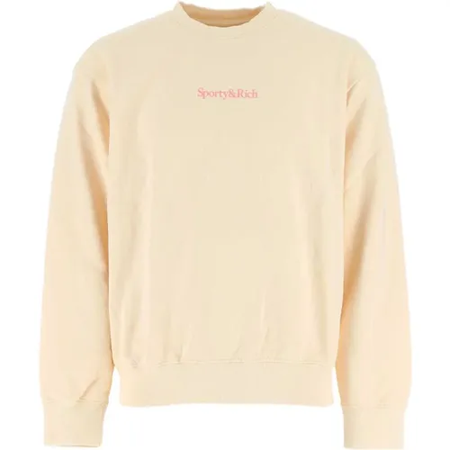 Oversized Cremefarbenes Baumwoll-Sweatshirt - Sporty & Rich - Modalova