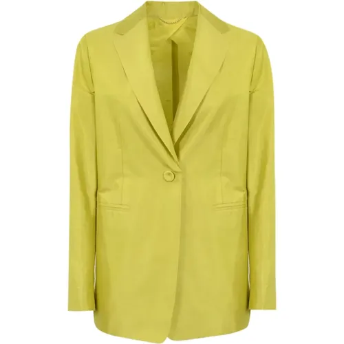 Silk Shantung V-Neck Blazer , female, Sizes: S, 3XS, 2XS, XS - Max Mara Studio - Modalova