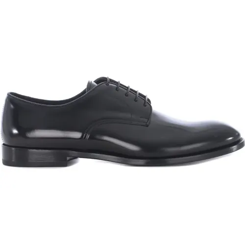 Schwarzer Gebürsteter Leder Oxford Schuh , Herren, Größe: 46 1/2 EU - Doucal's - Modalova