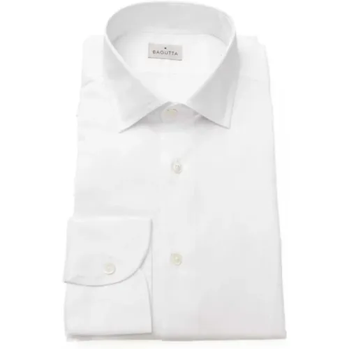 Schlankes Weißes Hemd mit Französischem Kragen , Herren, Größe: 4XL - Bagutta - Modalova