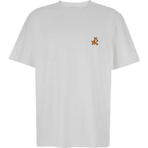 Speedy Fox Patch Weißes T-Shirt,Speedy Fox Weißes T-Shirt,T-Shirts - Maison Kitsuné - Modalova