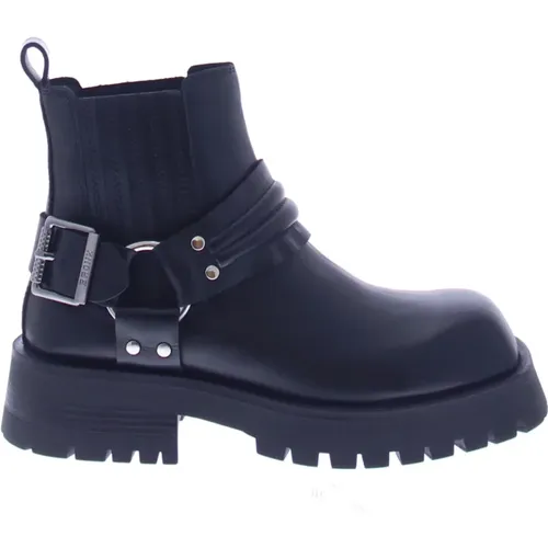 Schwarzer Stiefelette im Bikerstil - Bronx - Modalova