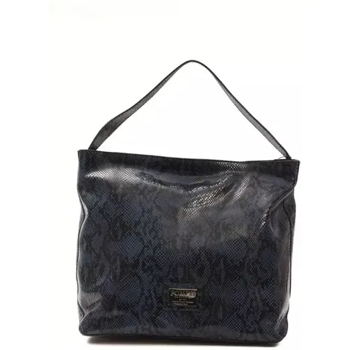 Blaue Python-Print-Lederschultertasche - Pompei Donatella - Modalova