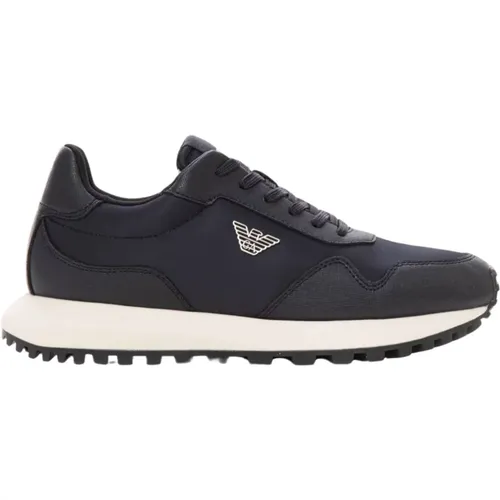 Bimaterial High-Top Sneaker , male, Sizes: 11 UK, 8 1/2 UK, 8 UK, 9 UK, 7 UK - Emporio Armani - Modalova