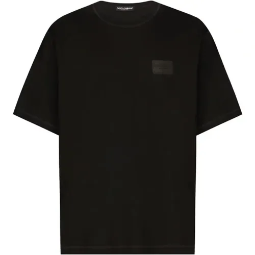 Schwarze Baumwoll-Logo-T-Shirts Polos , Herren, Größe: 2XL - Dolce & Gabbana - Modalova