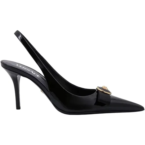 Leather Slingback Pumps , female, Sizes: 5 UK - Versace - Modalova