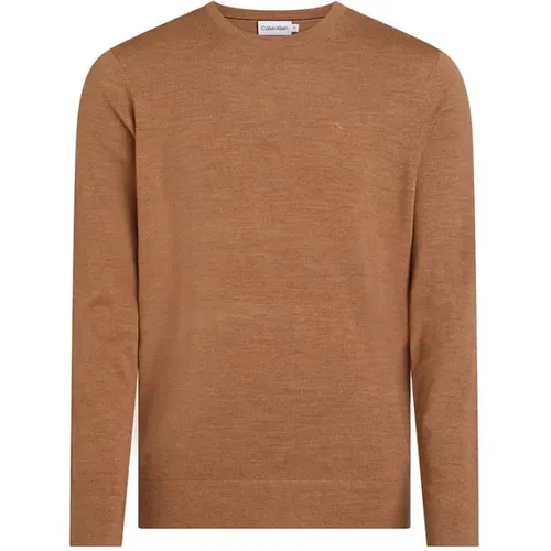 Men Merino Wool Crew Neck Sweater , male, Sizes: XL, L - Calvin Klein - Modalova