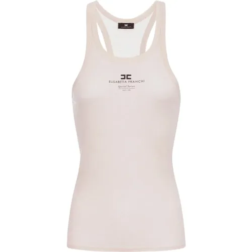 Wollmischung Halterneck-Top mit Logo - Elisabetta Franchi - Modalova