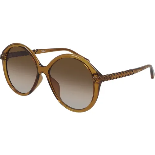 Sonnenbrille Braun Gelb Rahmen , Damen, Größe: 58 MM - Chloé - Modalova