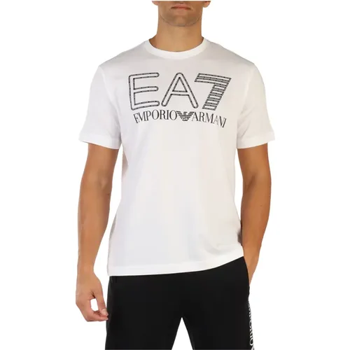Cotton T-shirt with Front Logo Print , male, Sizes: 2XL - Emporio Armani EA7 - Modalova