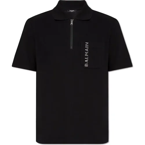 Cotton polo shirt , male, Sizes: S, M, L - Balmain - Modalova