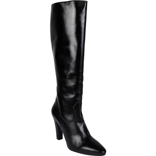 Luxury Leather Knee High Boots , female, Sizes: 6 1/2 UK - Saint Laurent - Modalova