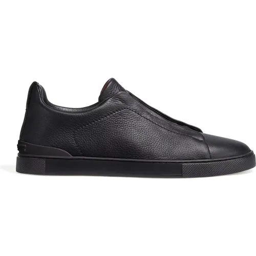 Schwarze Ledersneaker mit niedrigem Schaft - Ermenegildo Zegna - Modalova