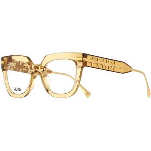 Transparente Cateye Brille mit Goldverzierungen , Damen, Größe: 50 MM - Fendi - Modalova