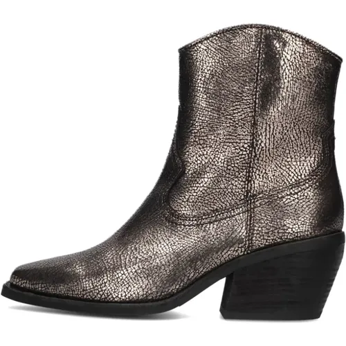 Silberne Wildleder Cowboy Stiefeletten , Damen, Größe: 37 EU - Via Vai - Modalova