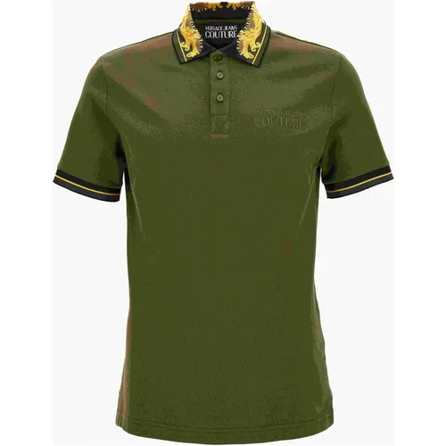 Barockmuster Polo Shirt Grün , Herren, Größe: 2XL - Versace Jeans Couture - Modalova