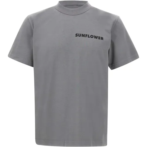 Graues Sonnenblumen Logo Print T-shirt , Herren, Größe: XL - Sunflower - Modalova