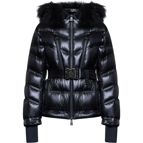 Quilted Down Jacket with Faux Fur Trim , female, Sizes: XS, L, M, S - Moncler - Modalova