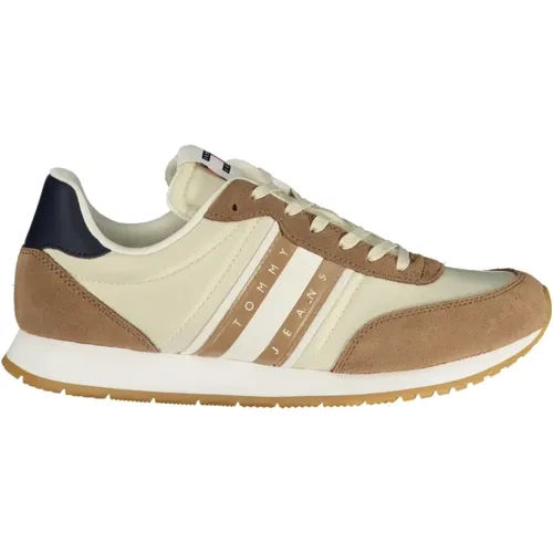 Sportliche Schnürschuhe mit Braunen und Blauen Details , Herren, Größe: 42 EU - Tommy Hilfiger - Modalova