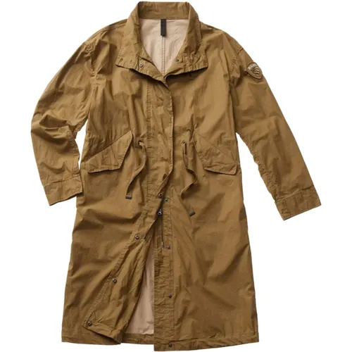 Beiger Baumwoll Trenchcoat , Damen, Größe: L - Blauer - Modalova