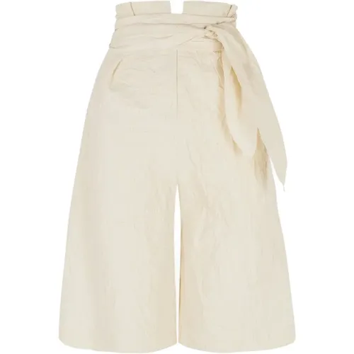 Gilda, short pants in cotton, paper and linen , female, Sizes: XS, M, L, S, XL - Cortana - Modalova