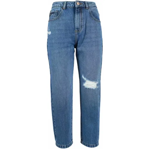 Blaue Jeans mit Hoher Taille und Rissen , Damen, Größe: W31 - YES ZEE - Modalova