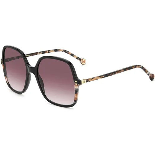 Schwarze Havana/Braune Sonnenbrille , Damen, Größe: 56 MM - Carolina Herrera - Modalova