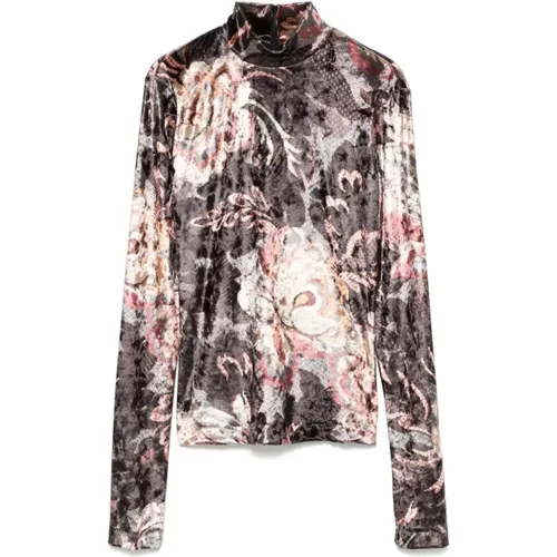 Floral Velvet Top High Collar , female, Sizes: M, S, L - ETRO - Modalova