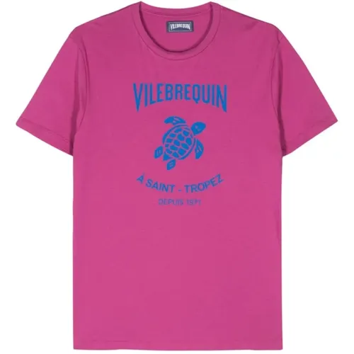 Fuchsia Cotton Logo T-shirt , male, Sizes: L, XL, M - Vilebrequin - Modalova