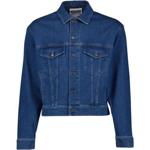 Denim Jacke Klassischer Stil Besticktes Logo - Moschino - Modalova