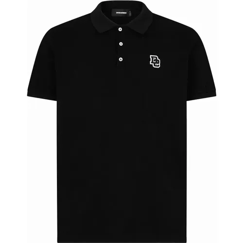 Schwarzes Poloshirt mit Besticktem Logo , Herren, Größe: 2XL - Dsquared2 - Modalova
