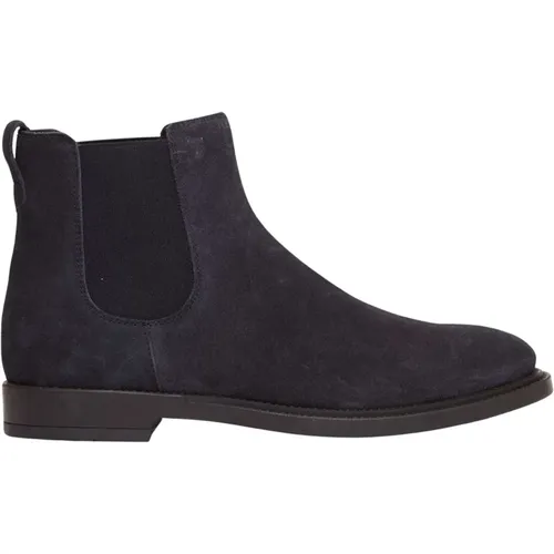 Blaue Wildleder Chelsea Boots mit Elastik , Herren, Größe: 45 EU - TOD'S - Modalova