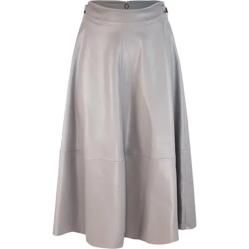 Pleated Grey Skirt Metal Detail , female, Sizes: S - Liu Jo - Modalova