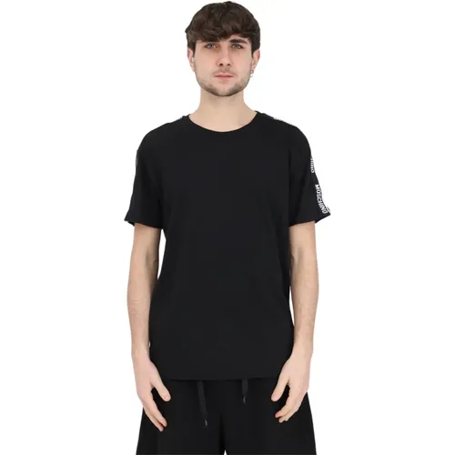 Schwarzes Logo-Schulter-T-Shirt für Herren , Herren, Größe: XL - Moschino - Modalova