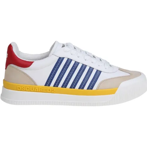 Weiße/Gelbe/Blaue Ledersneakers , Herren, Größe: 43 EU - Dsquared2 - Modalova