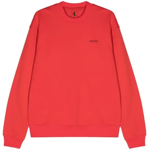 Roter Pullover mit Logodetail , Herren, Größe: M - Ferrari - Modalova